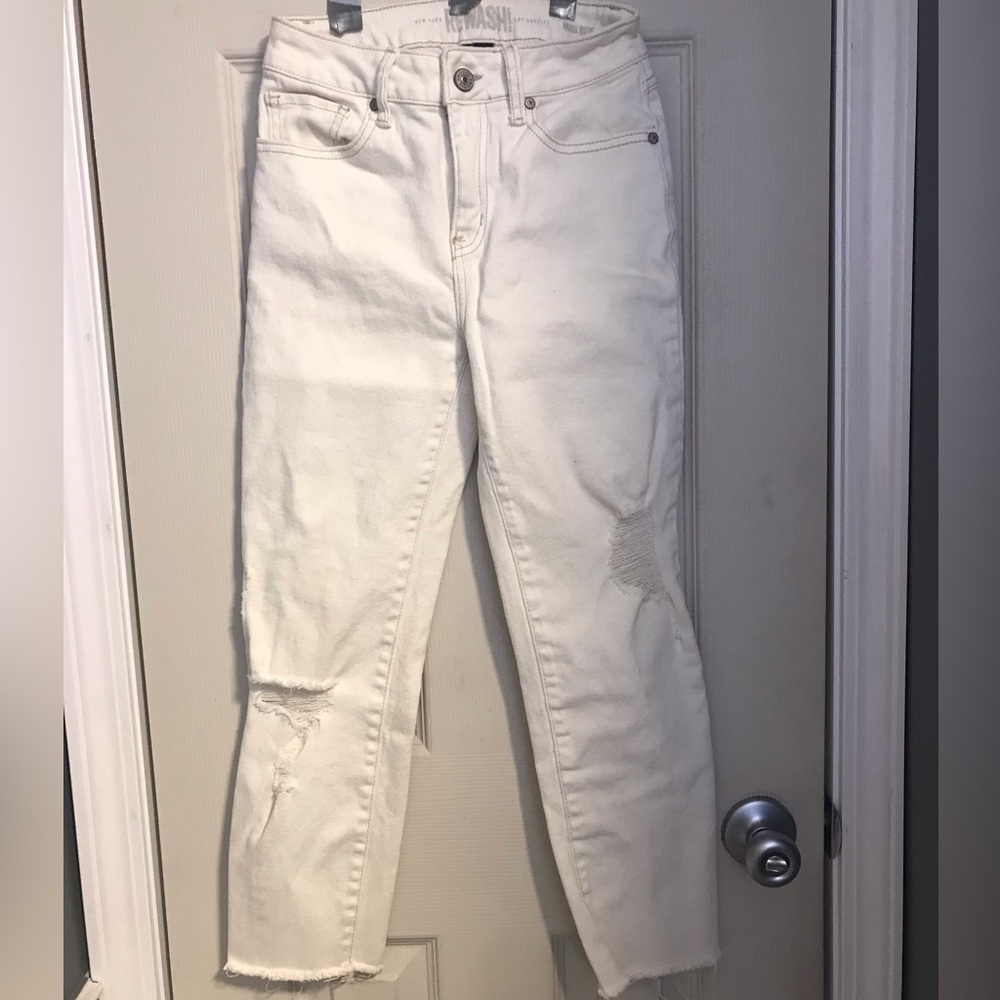 Cream Straight Leg Jeans